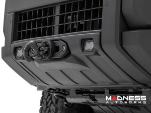 Toyota Land Cruiser Winch Mount - Hidden - Rough Country - Yellow SAE Fog Lights